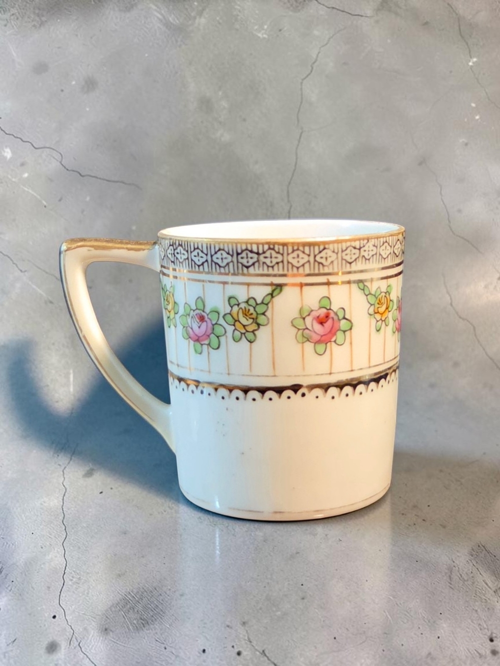 Antique Nippon Porcelain Tea Set Hand Painted Floral Garland & Gold Trim ** - Picture 10 of 15